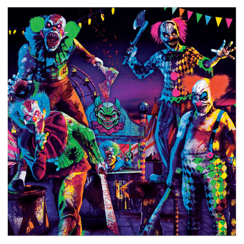 Creepy Carnival Blacklight Halloween Party Decoration Scene Setters Backdrop