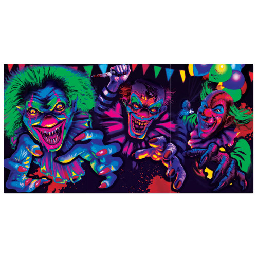 Creepy Carnival Blacklight Circus Halloween Party Decoration Horizontal Banner