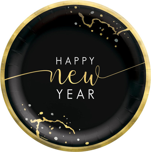 Hello NYE Eve Happy New Year Holiday Party Bulk 6.75" Paper Dessert Plates