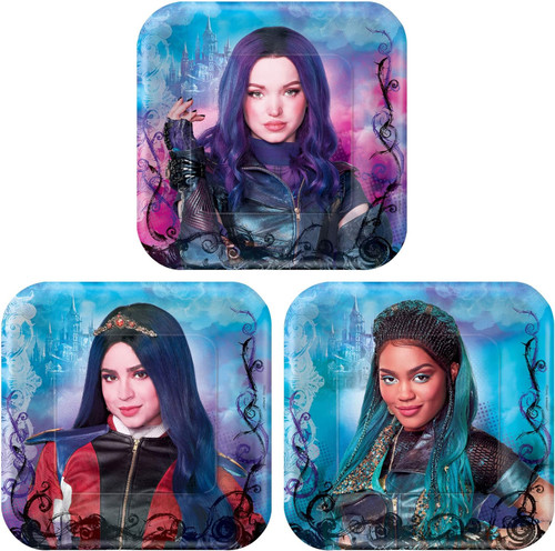 Descendants 3 Movie Disney Kids Birthday Party 7" Square Paper Dessert Plates