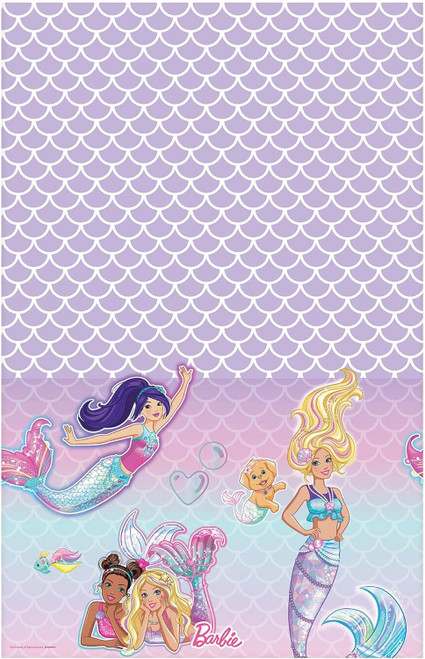 Barbie Mermaid Dreamtopia Mattel Doll Kids Birthday Party Plastic Tablecover