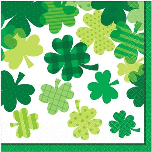 Blooming Shamrocks St. Patrick's Day Holiday Party 36 ct. Paper Beverage Napkins