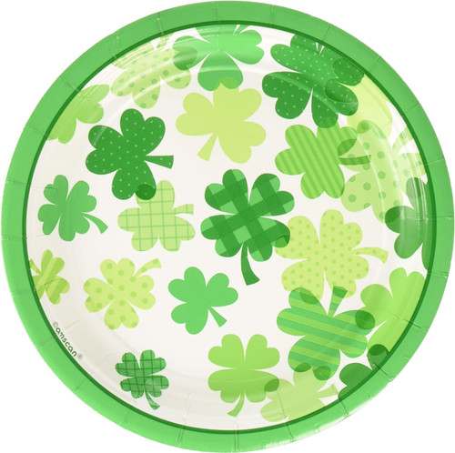 Blooming Shamrocks St. Patrick's Day Holiday Party 18 ct 7" Paper Dessert Plates