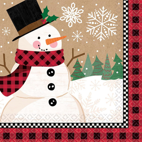 Winter Wonder Snowman Classic Christmas Holiday Party Paper Luncheon Napkins