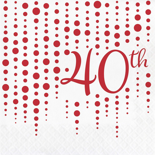 Sparkle & Shine Ruby Red 40th Wedding Anniversary Party Paper Luncheon Napkins