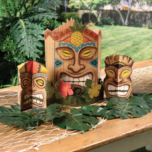 Vintage Tiki Summer Luau Tropical Beach Theme Party Table Decorating Kit