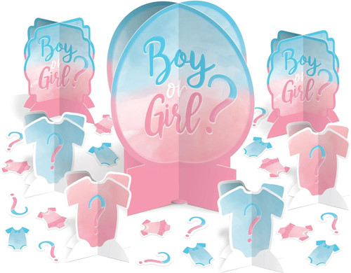 The Big Reveal Gender Pink Blue Baby Shower Party Table Decorating Kit