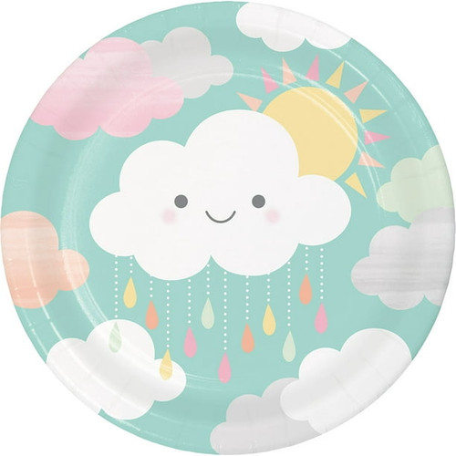 Sunshine Baby Shower Cloud Cute Baby Shower Party 9" Paper Dinner Plates
