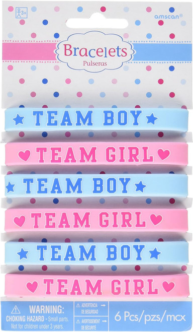 Girl or Boy Pink Blue Gender Reveal Baby Shower Party Favor Rubber Bracelets