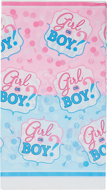 Girl Boy Pink Blue Gender Reveal Baby Shower Party Decoration Plastic Tablecover
