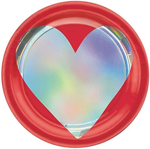 Heart Day Love Red Holiday Valentine's Day Party 7" Paper Dessert Plates