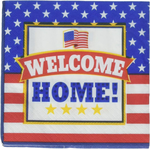 Welcome Home USA America Military Patriotic Theme Party Bulk Beverage Napkins