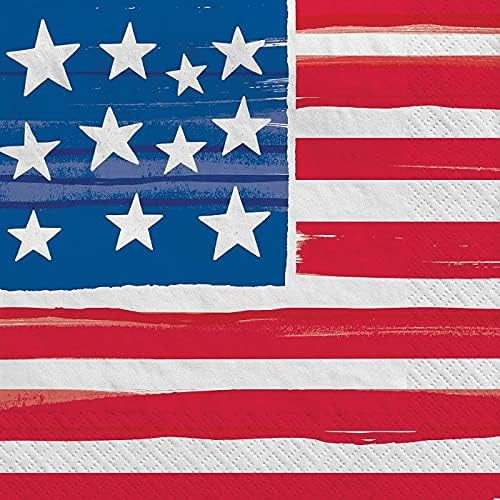 Painted Patriotic America USA July 4th Theme Party Paper Luncheon Napkins