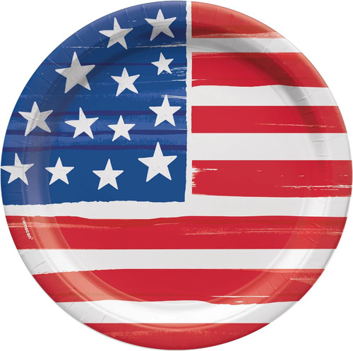 Painted Patriotic America USA July 4th Theme Party 8.5" Paper Dinner Plates