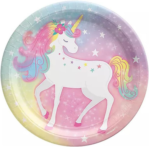 Enchanted Unicorn Fantasy Animal Kids Birthday Party 9" Paper Dinner Plates