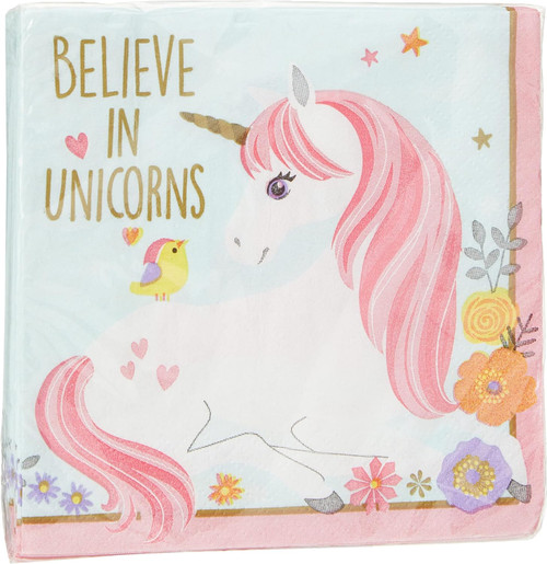 Magical Unicorn Fantasy Animal Kids Birthday Party Paper Beverage Napkins