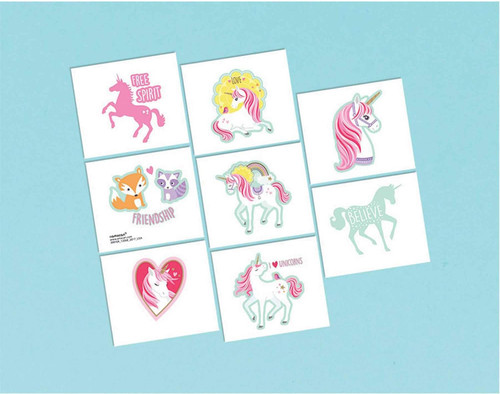 Magical Unicorn Fantasy Animal Kids Birthday Party Favor Temporary Tattoos