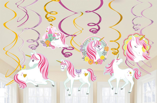 Magical Unicorn Fantasy Animal Kids Birthday Party Hanging Swirl Decorations