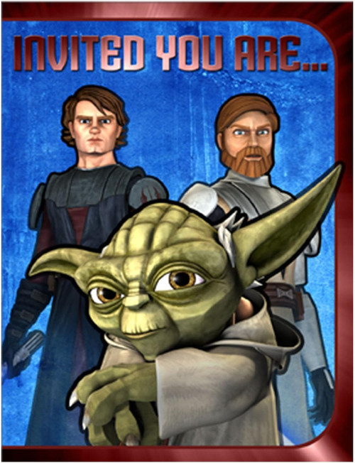 Star Wars Clone Wars Cartoon Kids Birthday Party Invitations w/Envelopes
