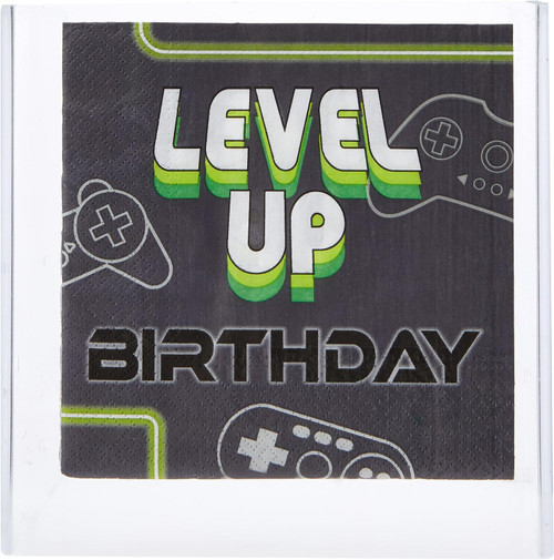 Level Up Video Game Gamer Kids Birthday Party Paper Luncheon Napkins