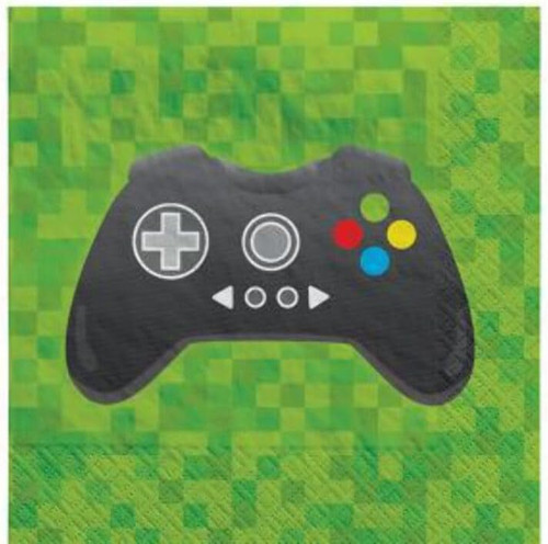 Level Up Video Game Gamer Kids Birthday Party Paper Beverage Napkins