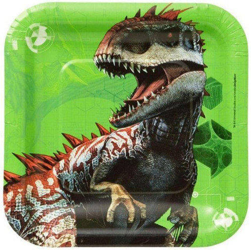 Jurassic World Park Dinosaur Movie Kids Birthday Party 7" Square Dessert Plates