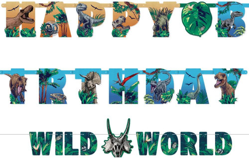 Jurassic World Into the Wild Dinosaur Birthday Party Decoration Letter Banner