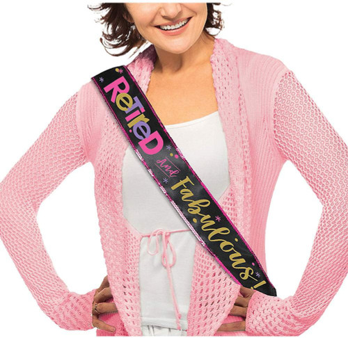 Officially Retired Work Office Retirement Party Favor Fabric Sash