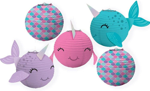 Shimmering Mermaids Little Birthday Party Decoration Mini Narwhal Paper Lanterns