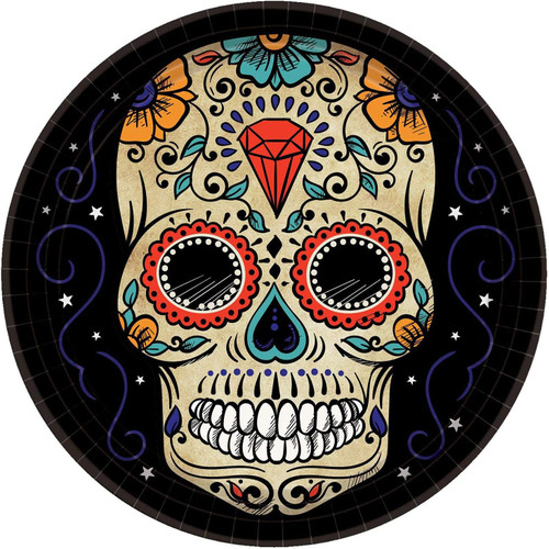 Sugar Skull Day Dead Dia Muertos Holiday Halloween Party 10.5" Banquet Plates