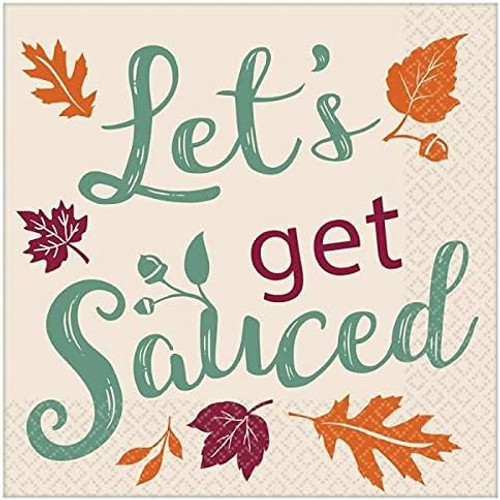 Let's Get Sauced Cocktail Thanksgiving Holiday Party Party Beverage Napkins