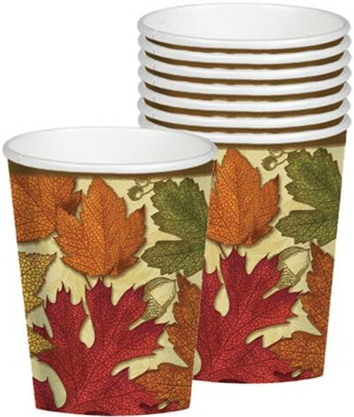 Autumn Medley Fall Leaves Thanksgiving Holiday Party 9 oz. Paper Cups