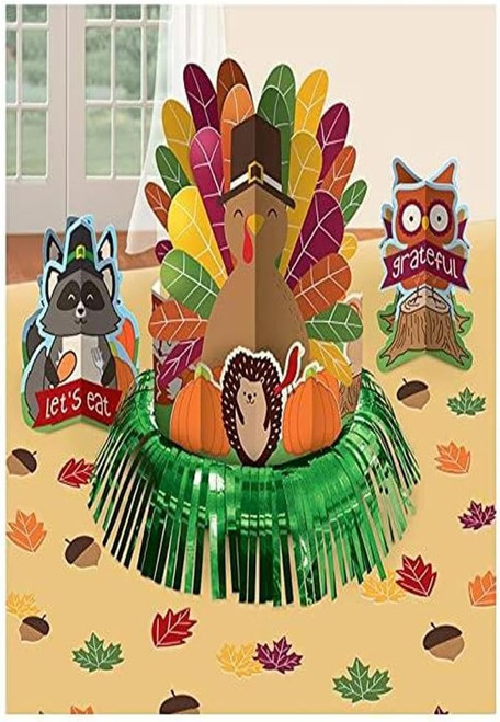Gobble Gobble Turkey Thanksgiving Holiday Party Fringe Table Decorating Kit