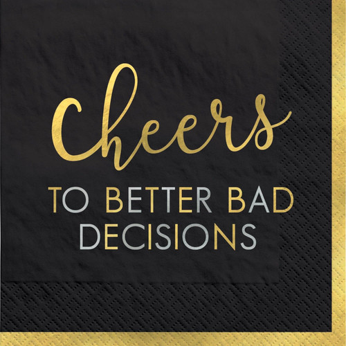 Cheers to Better Bad Decisions New Year Holiday Party Paper Beverage Napkins