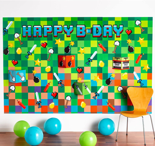 Pixel Party TNT Video Game Birthday Decoration Deluxe Scene Setters Backdrop