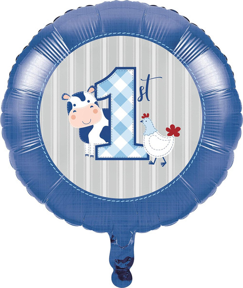 Farmhouse Barnyard Animal 1st Birthday Party Decoration 18" Mylar Balloon BOY