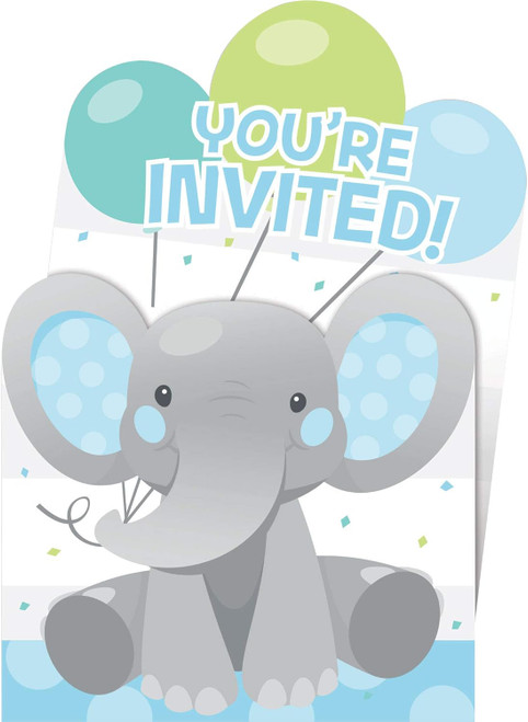 Enchanting Elephants Boy Animal Cute Kids 1st Birthday Party Pop-Up Invitations
