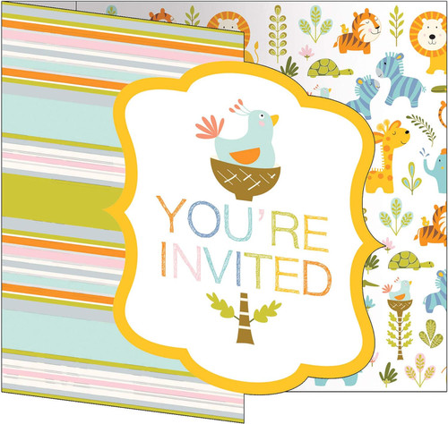 Happi Jungle Safari Animals Cute Baby Shower Party Invitations w/Envelopes