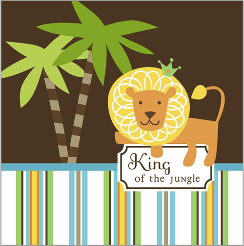 King of the Jungle Blue Brown Dots Stripes Baby Shower Party Luncheon Napkins