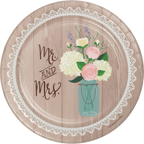 Rustic Wedding Bridal Shower Anniversary Party 7" Paper Dessert Plates