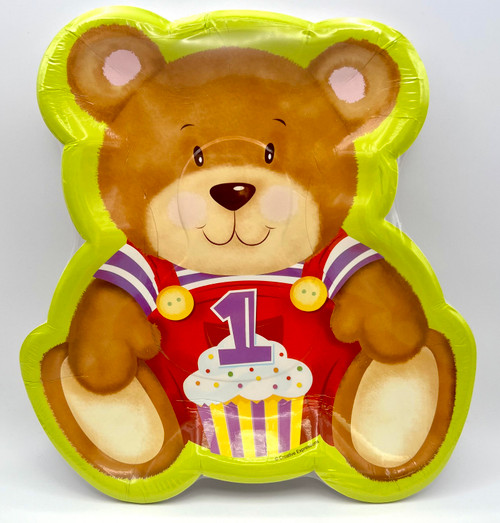 Teddy's 1st Birthday Bear Animal Baby's First Party Shaped Paper Dinner Plates