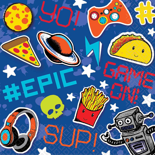 Epic Party Video Game Gamer Kids Birthday Party Paper Luncheon Napkins