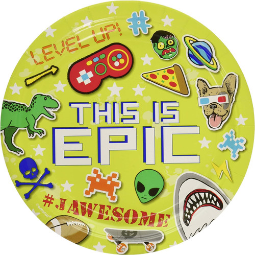 Epic Party Video Game Gamer Kids Birthday Party 9" Paper Dinner Plates