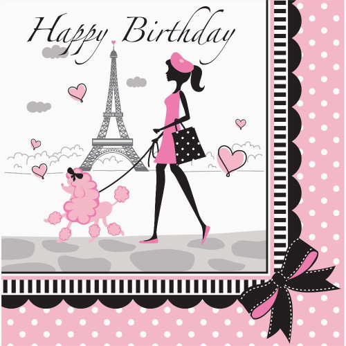 Party in Paris France Eiffel Tower Theme Birthday Party Paper Luncheon Napkins