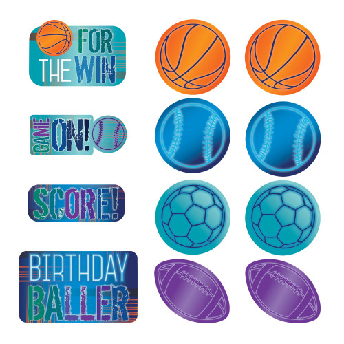 Birthday Baller Blue Athlete All Star Kids Sports Party Decoration Paper Cutouts