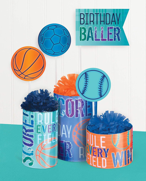 Birthday Baller Athlete All Star Kids Sports Party Centerpiece Decorating Kit