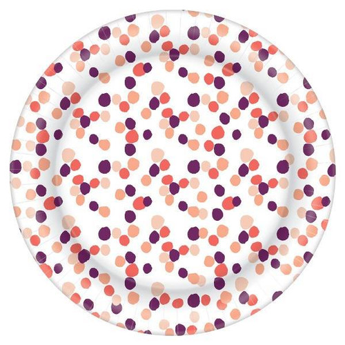 Pantone Living Coral Modern Garden Party 7" Paper Dessert Plates CONFETTI