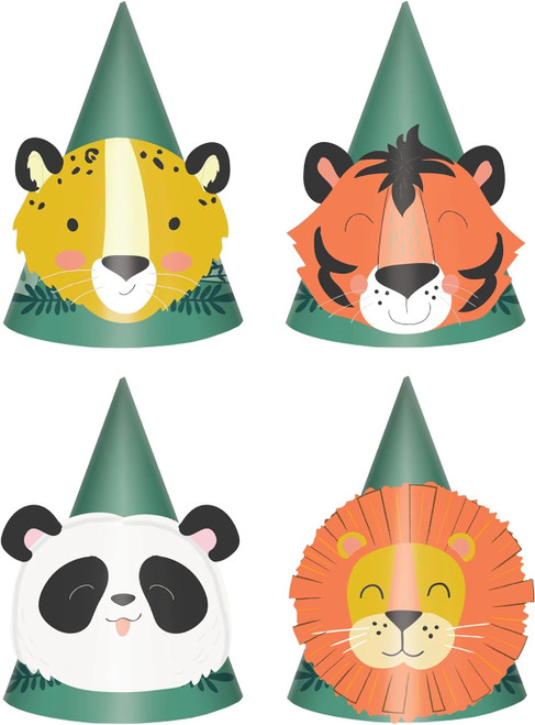 Get Wild Jungle Safari Animal Cute Kids Birthday Party Favor Paper Cone Hats