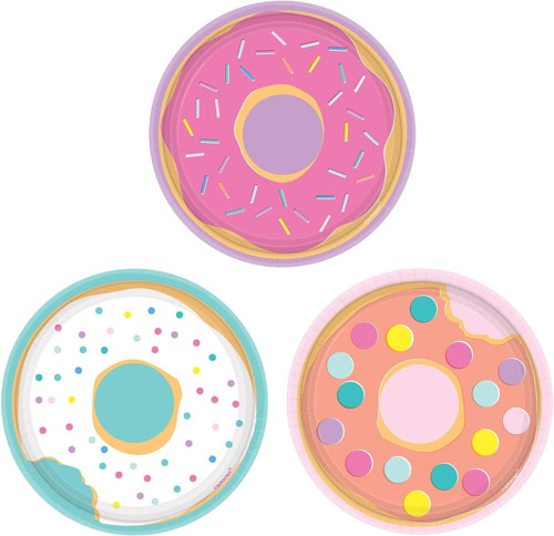 Donut Party Sweet Treats Food Cute Kids Birthday Party 7" Paper Dessert Plates