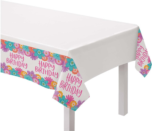 Pretty Petals Floral Flower Child Birthday Party Decoration Plastic Tablecover